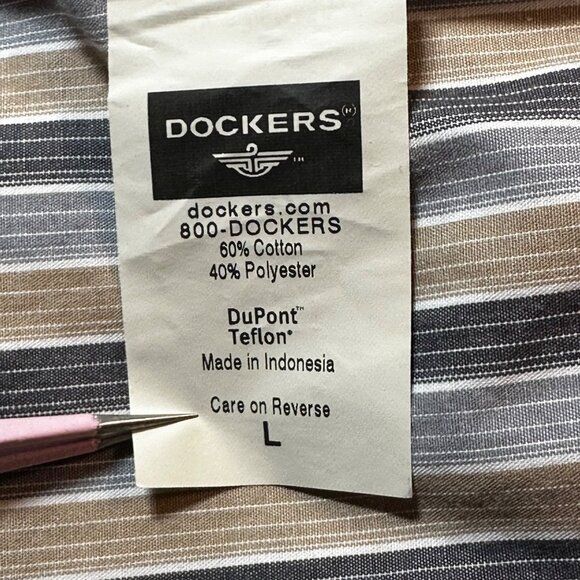 Dockers Men's Striped Long Sleeve Shirt L Stain Defender No Wrinkles - Picture 5 of 11